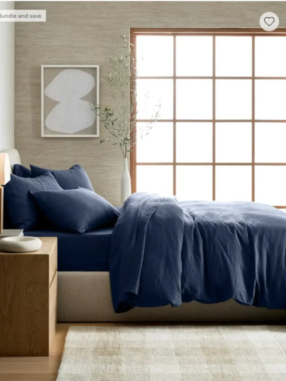 Quince 100% European Linen Duvet Cover – Full/Queen – Navy – No Shams